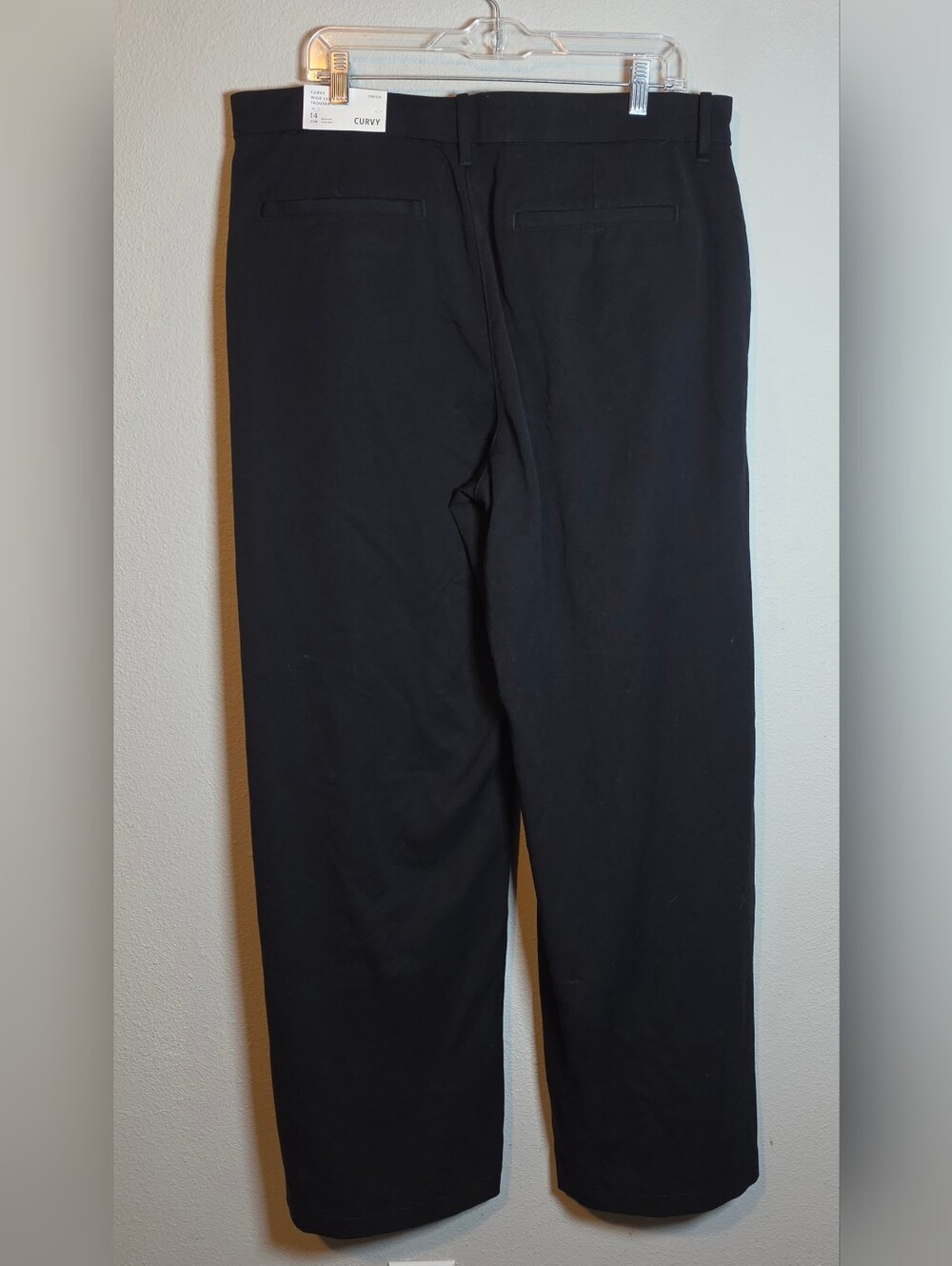 AE American Eagle Curvy Wide Leg Trousers Size 14 NWT Black High Waist Workwear - Picture 4 of 8